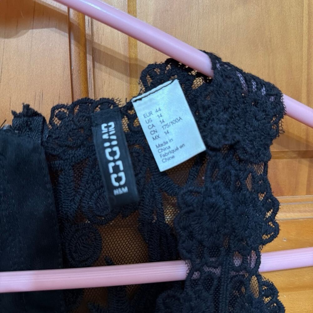 Divided Black Lace Top Dress With Flowy Bottoms Size US 14 - Picture 2 of 4